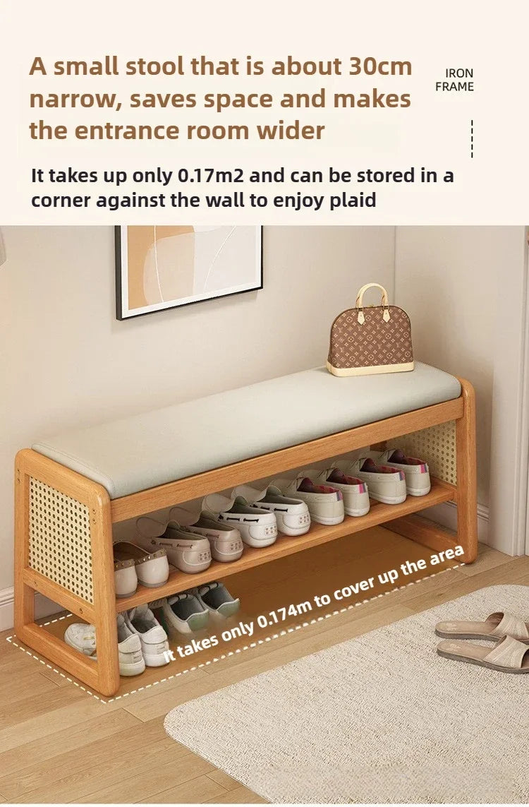 Rattan Shoe Storage Bench