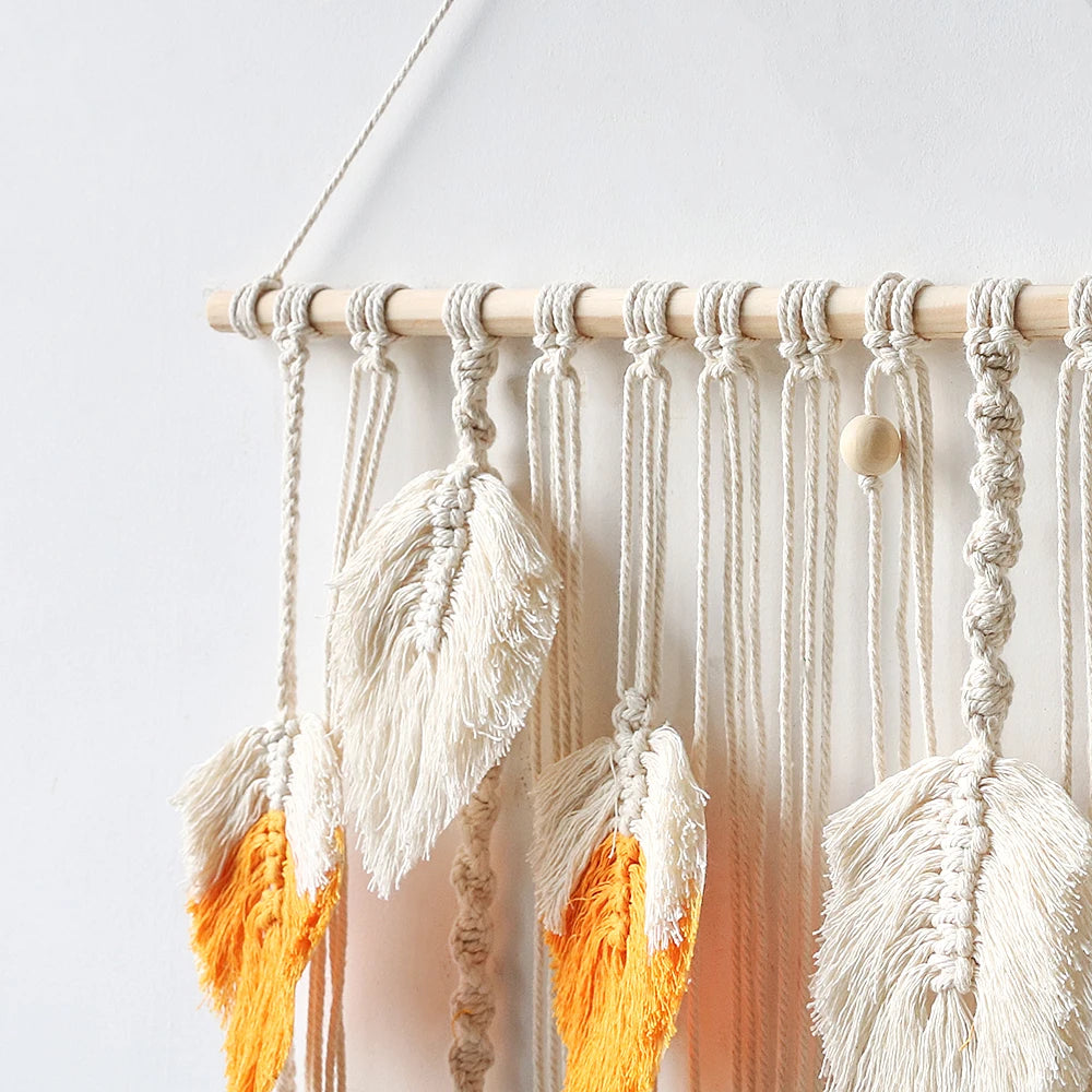 Beaded Leaf Macrame Hanging