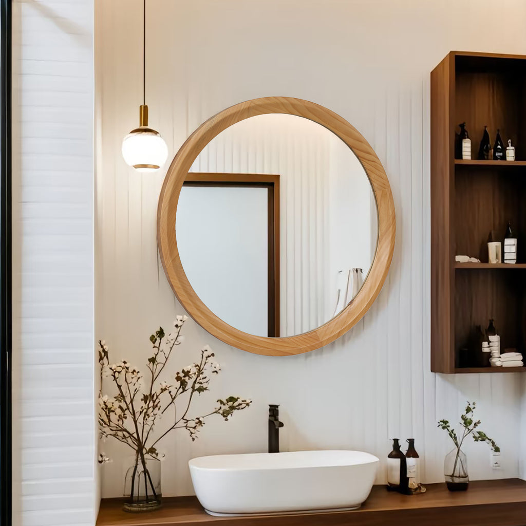 Minimalist Round Natural Magnifying Vanity Mirror