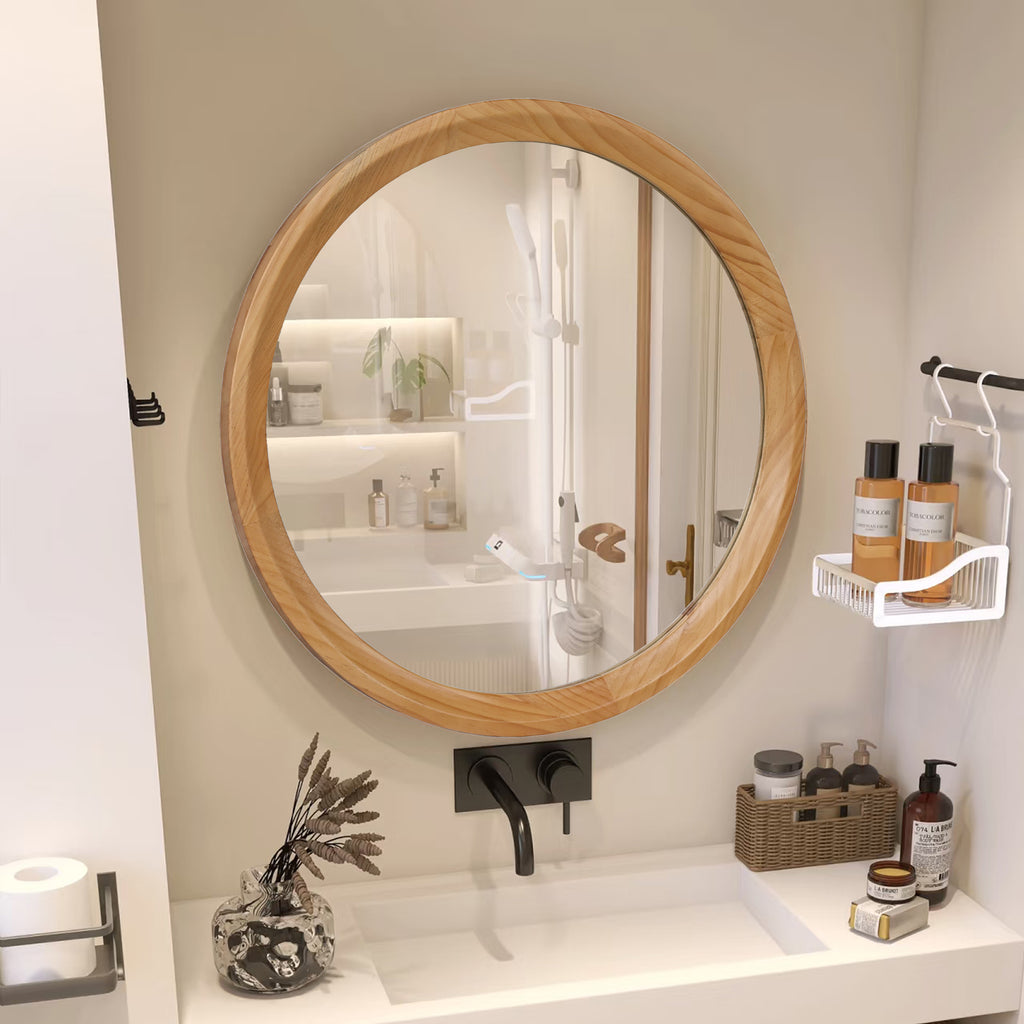 Minimalist Round Natural Magnifying Vanity Mirror